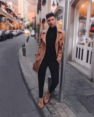 Мужские светло-коричневые замшевые ботинки челси от Saint Laurent