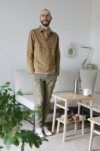 Мужской светло-коричневый свитер с воротником поло от Roberto Collina