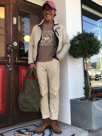 Мужская коричневая футболка с круглым вырезом с принтом от A.P.C.