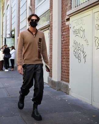Черные кожаные брюки чинос от Les Hommes