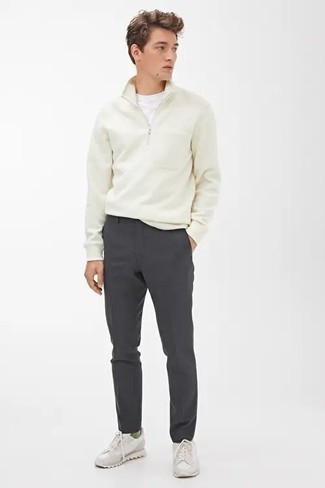 Мужской белый свитер с воротником на молнии от C.P. Company