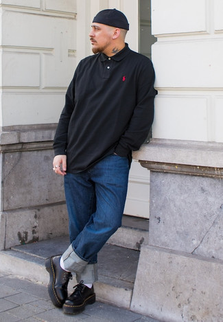 Мужской черный свитер с воротником поло от ASOS DESIGN