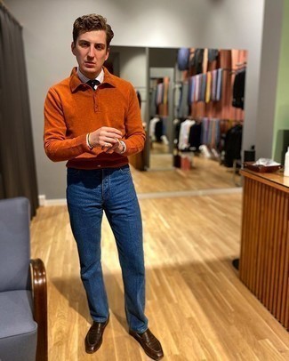 Мужской оранжевый свитер с воротником поло от Isabel Marant