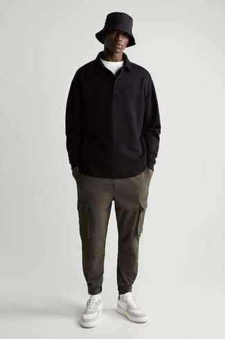 Мужской черный свитер с воротником поло от Fashion Clinic Timeless