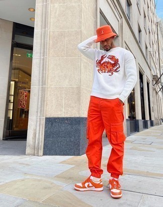 Мужские оранжевые кожаные низкие кеды от Nike