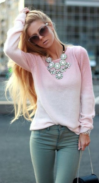 Женский розовый свитер с круглым вырезом от Vero Moda
