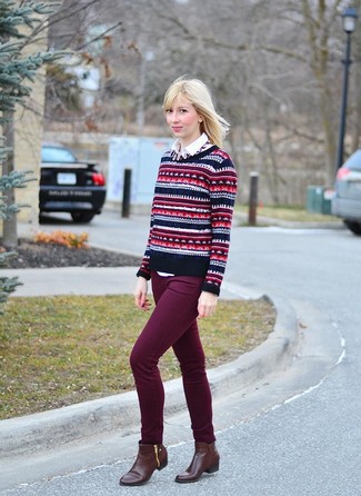 Женский разноцветный свитер с круглым вырезом от Topshop