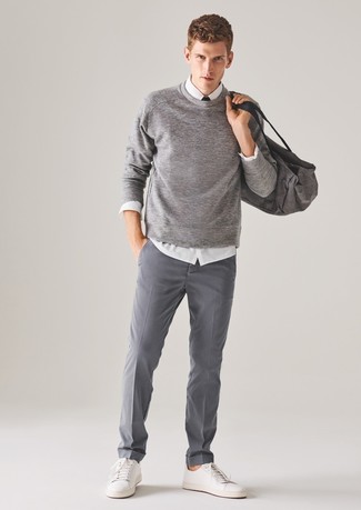 Мужской серый свитер с круглым вырезом от G Star
