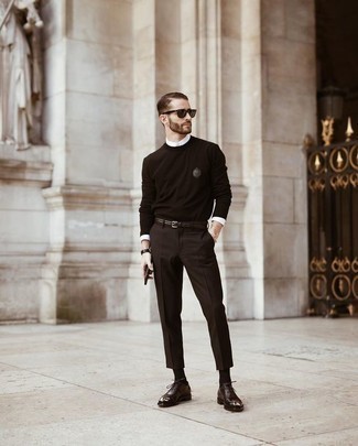 Мужской черный свитер с круглым вырезом от Isabel Benenato