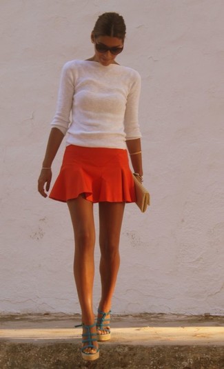Красная короткая юбка-солнце от Asos