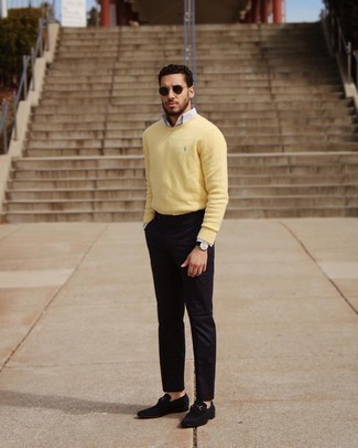 Мужской желтый свитер с круглым вырезом от Calvin Klein