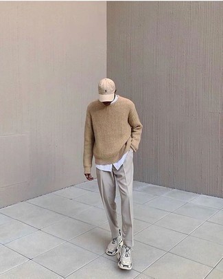 Мужской светло-коричневый свитер с круглым вырезом от ASOS DESIGN
