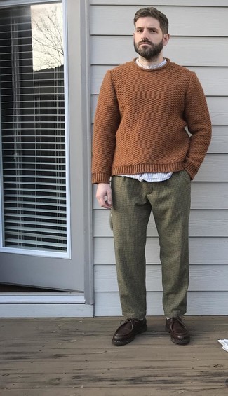Мужской коричневый свитер с круглым вырезом от Selected Homme