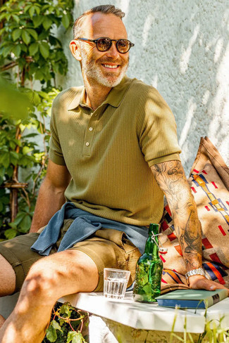 Мужская оливковая футболка-поло от Daniele Alessandrini