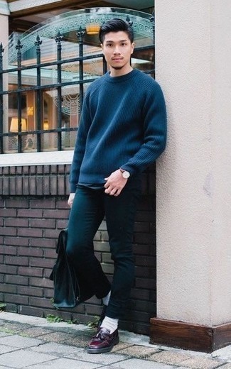 Мужской темно-синий свитер с круглым вырезом от Esprit