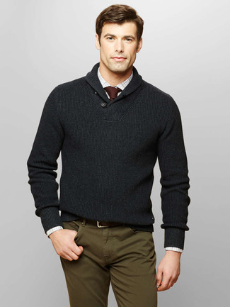 Темно-серый свитер с отложным воротником от French Connection