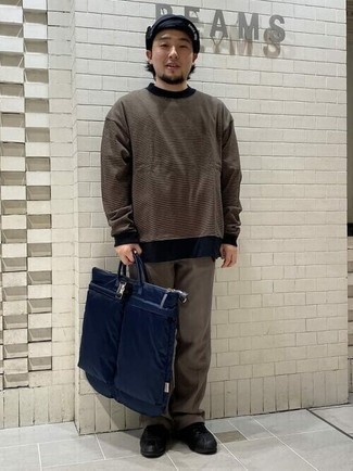 Мужская темно-синяя большая сумка из плотной ткани от Jimmy Choo