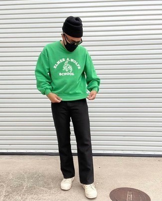 Мужской зеленый свитшот с принтом от Haculla