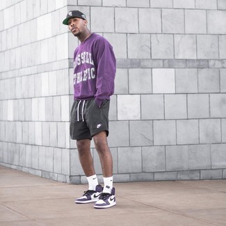 Мужские фиолетовые высокие кеды от Nike