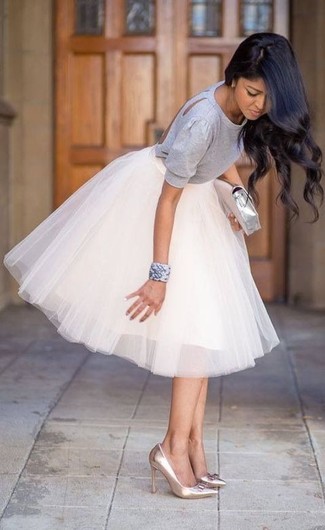 Белая пышная юбка из фатина от Needle & Thread
