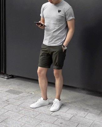 Мужская серая футболка с круглым вырезом с принтом от Black Comme Des Garçons