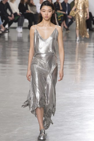 Женские серебряные кожаные слипоны от McQ by Alexander McQueen