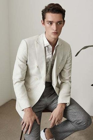 Мужские серые классические брюки от Burton Menswear London