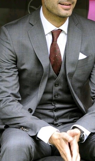 Мужской темно-красный галстук с принтом от Charvet