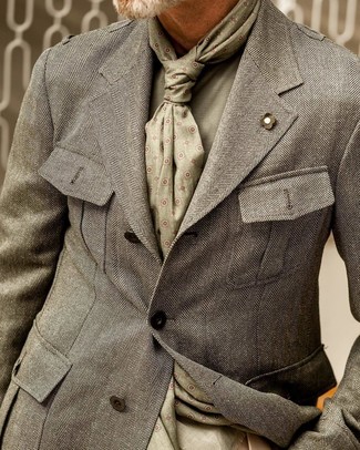 Мужской серый пиджак с узором "в ёлочку" от Farah