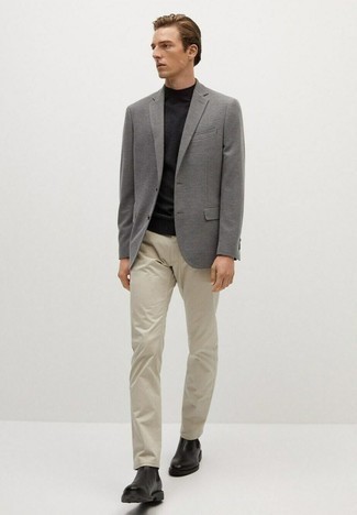 Мужской серый шерстяной пиджак от Prada