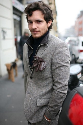 Мужские темно-коричневые кожаные перчатки от Loro Piana