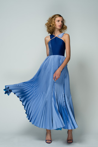 Синее вечернее платье со складками от P.A.R.O.S.H.