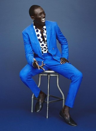 Мужские темно-синие кожаные лоферы от Versace