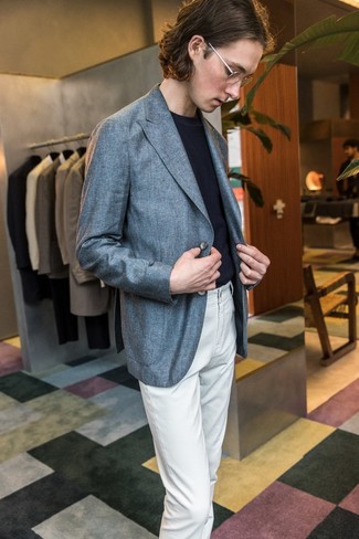 Какие пиджаки носить с темно-синим свитером с круглым вырезом в 20 лет мужчине: Пиджак и темно-синий свитер с круглым вырезом — идеальный вариант для поклонников дресс-кода smart casual.