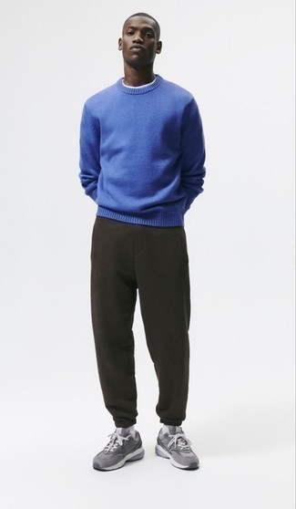 Мужской синий свитер с круглым вырезом от Liu Jo Uomo