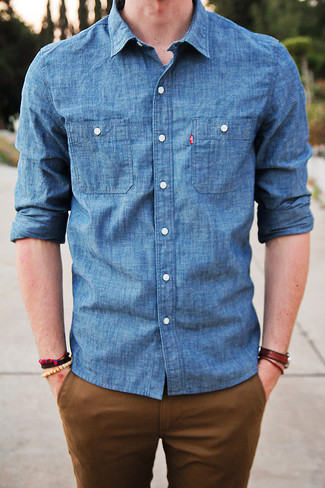 Мужская синяя джинсовая рубашка от Alessandro Gherardi