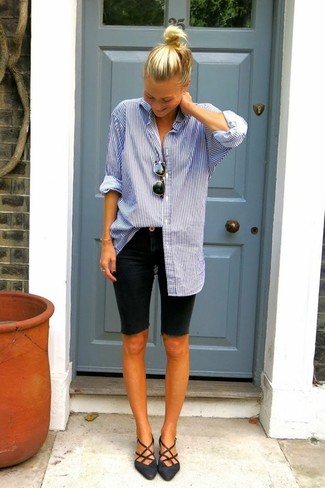 Женская синяя классическая рубашка в вертикальную полоску от Sofie D'hoore