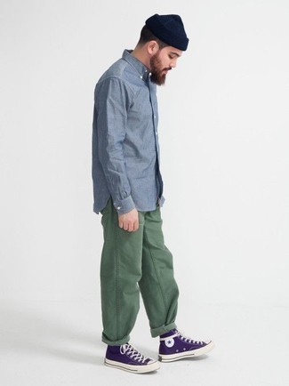 Мужские темно-зеленые джинсы от Juun.J