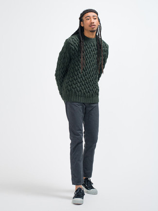 Мужской темно-зеленый вязаный свитер от Brave Soul