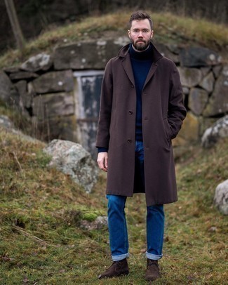 Темно-коричневое длинное пальто от Burton Menswear London