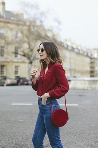Темно-красная блузка с длинным рукавом от Rouge Margaux