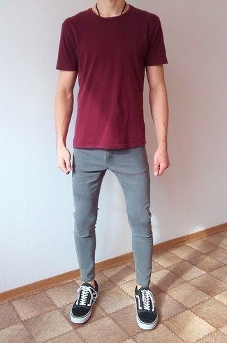 Мужские серые зауженные джинсы от Neil Barrett