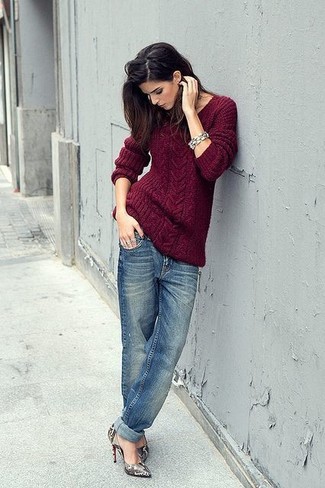 Женский темно-красный вязаный свитер от See by Chloe