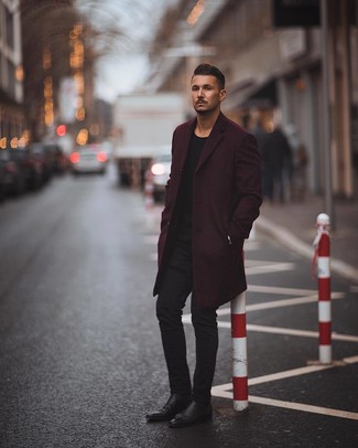 Темно-пурпурное длинное пальто от Harris Wharf London