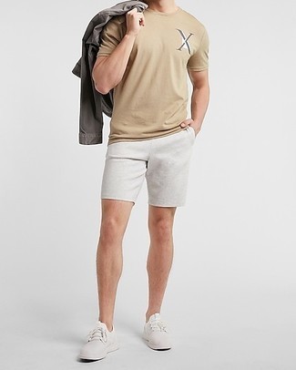 Мужская светло-коричневая футболка с круглым вырезом с принтом от Polo Ralph Lauren
