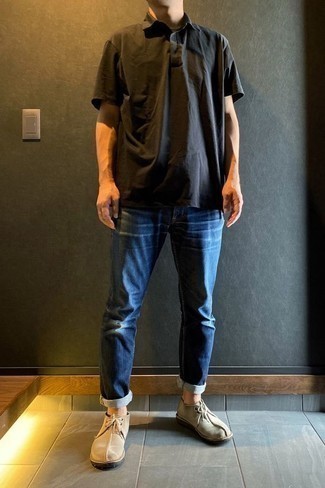 Мужская темно-серая футболка-поло от Heron Preston