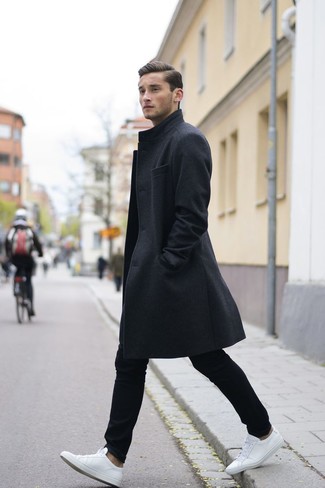 Темно-серое длинное пальто от Ermenegildo Zegna