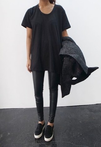 Черные кожаные леггинсы от Ilaria Nistri