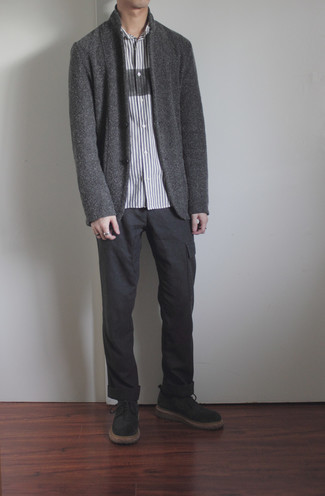 Мужской темно-серый шерстяной пиджак от Asos