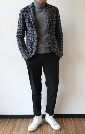 Мужской темно-серый пиджак с принтом от Topman